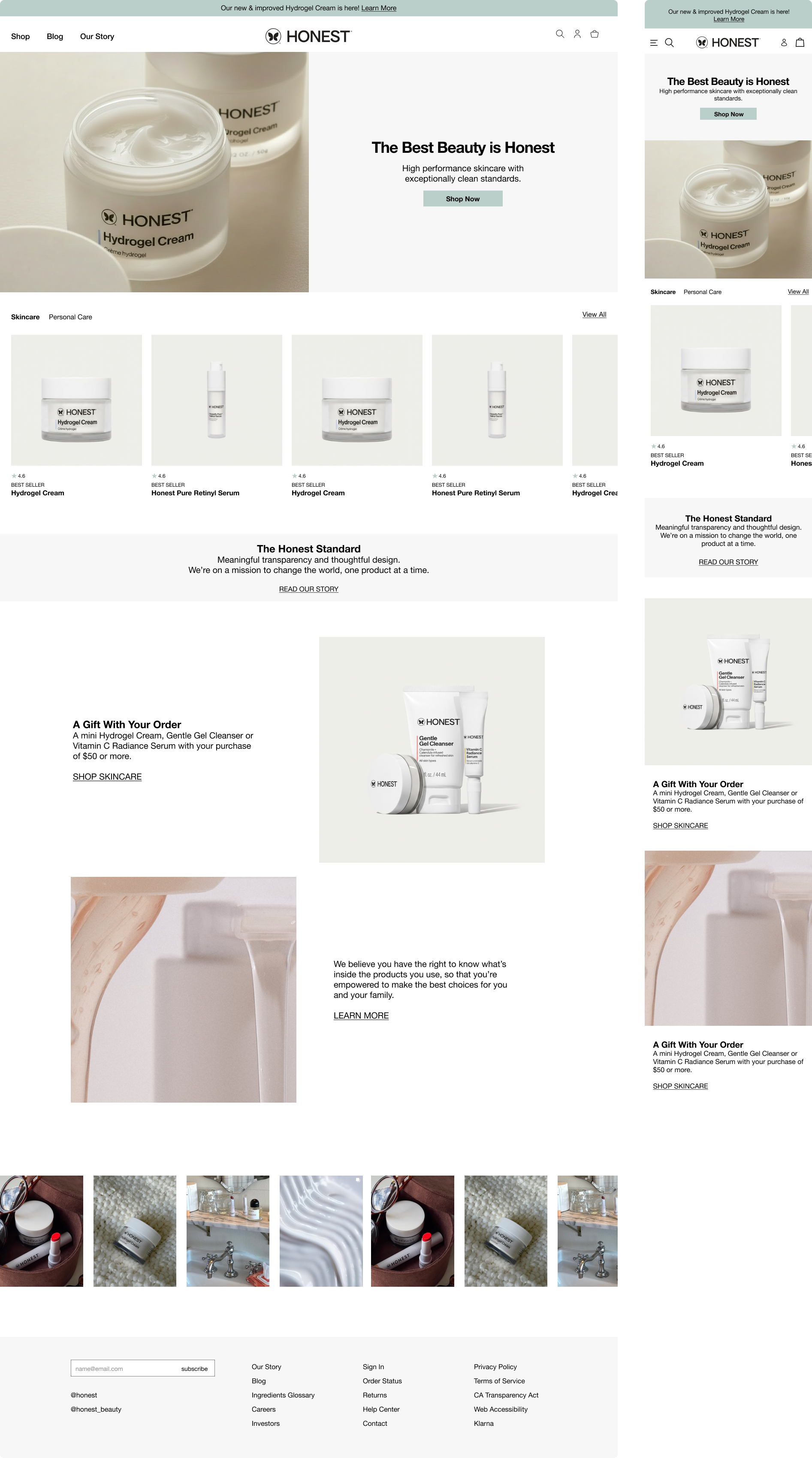Homepage optimization desktop and mobile views